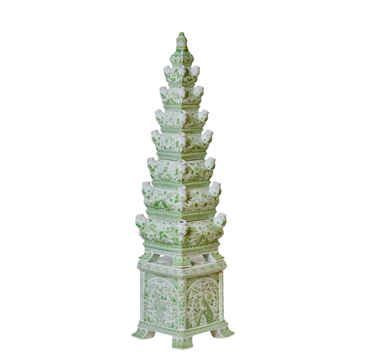 Green and White Tall Porcelain Tulipiere