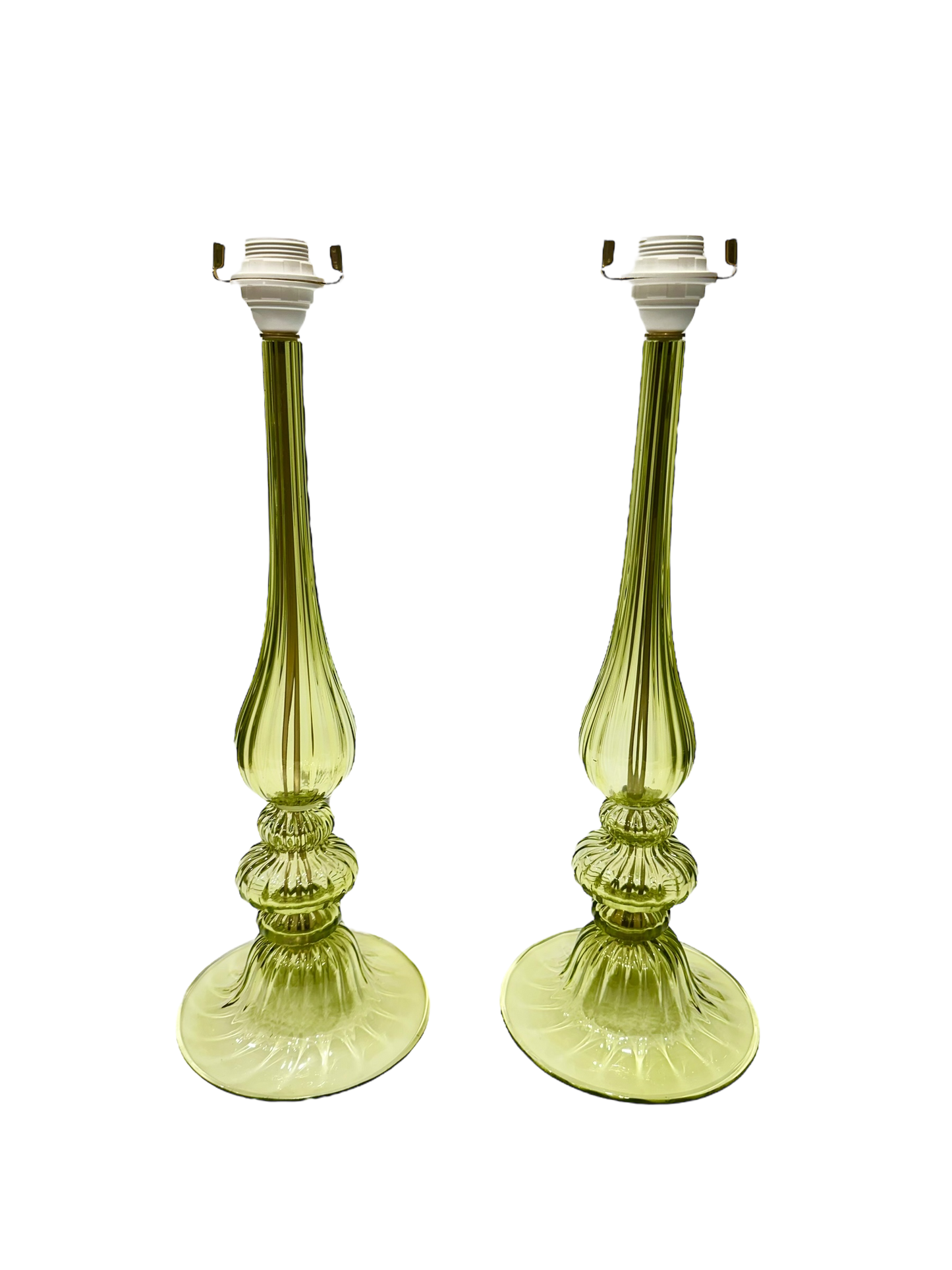 Pair of Baluster Murano Lamps in Lime
