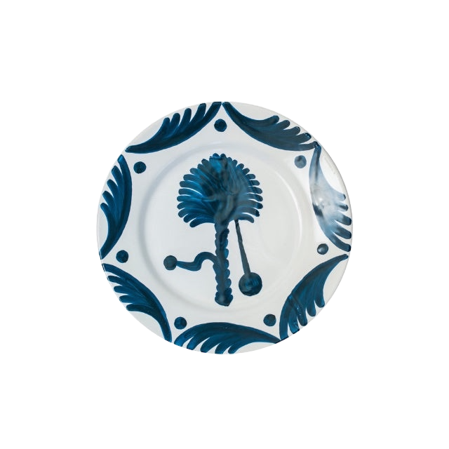 Blue Palm Tree Ceramic Large Plate