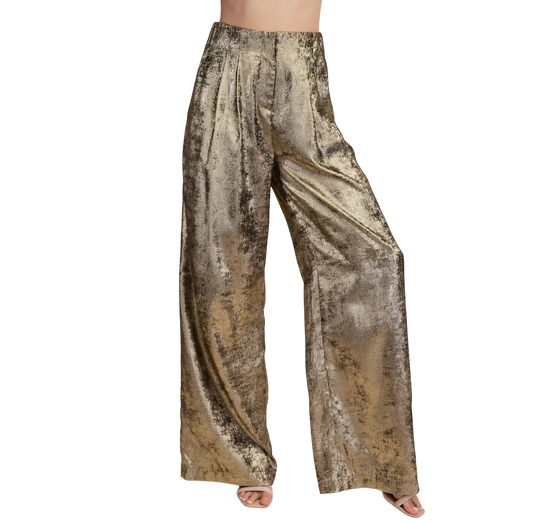 Wide Leg Metallic Pants