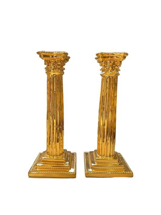 Pair of Corinthian Column Candlesticks, 12”