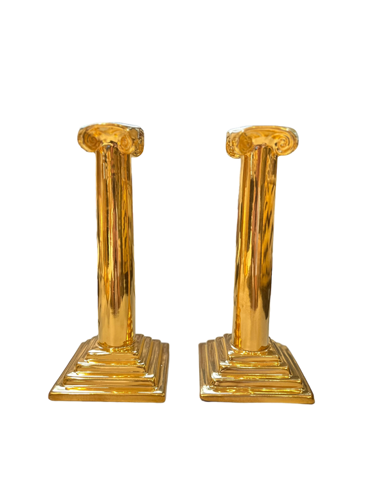 Pair of Ionic Column Candlesticks, 8”