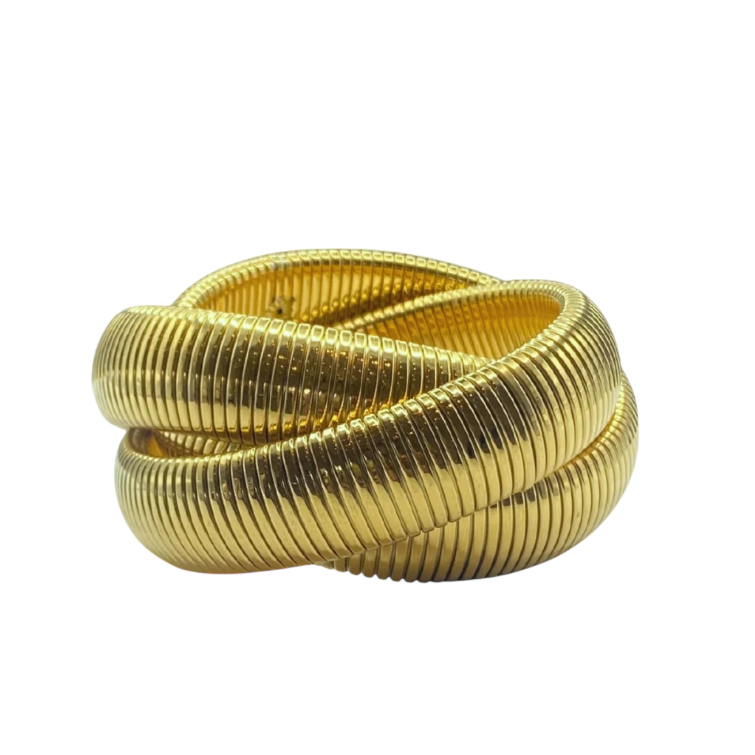 Large Gold Twisted Cobra Bracelet