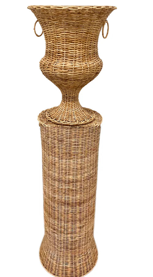 Round Wicker Urn & Pedestal