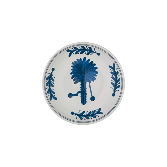 Blue Palm Tree Ceramic Shallow Bowl