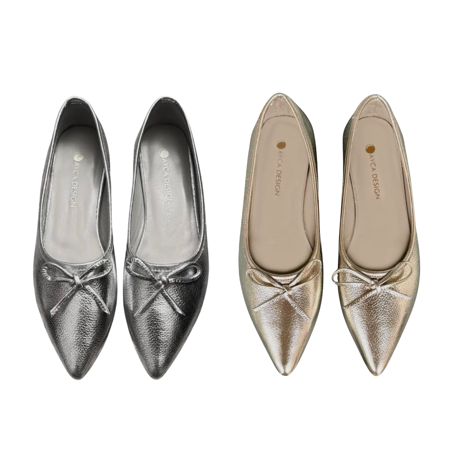 Metallic Leather Ballerina Shoe