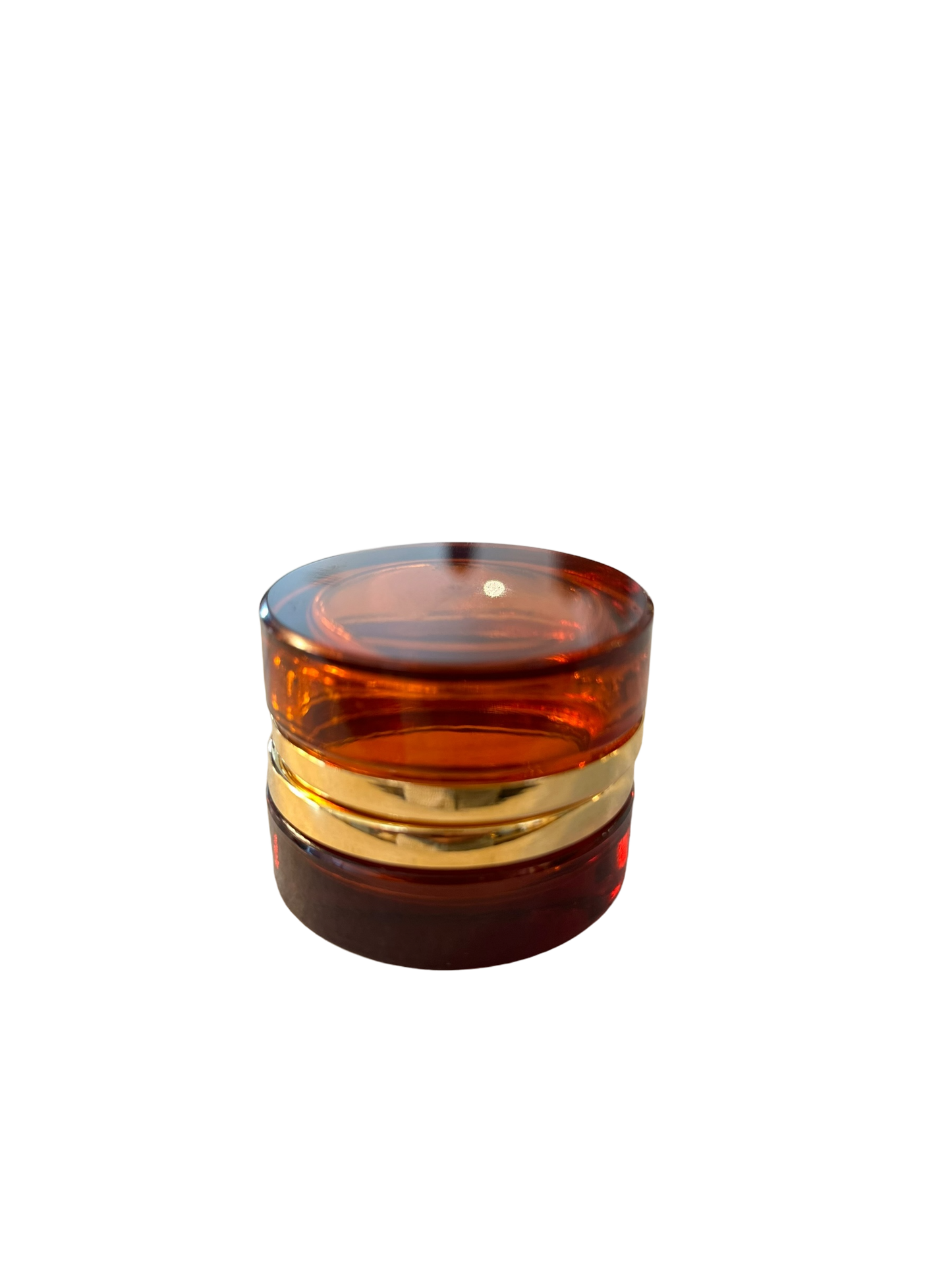 Antique Opaline Glass Box - Amber Cylindrical