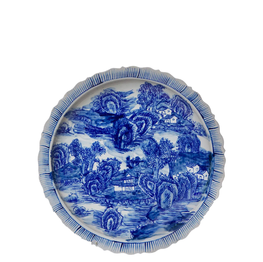 Blue & White Porcelain Landscape Platter