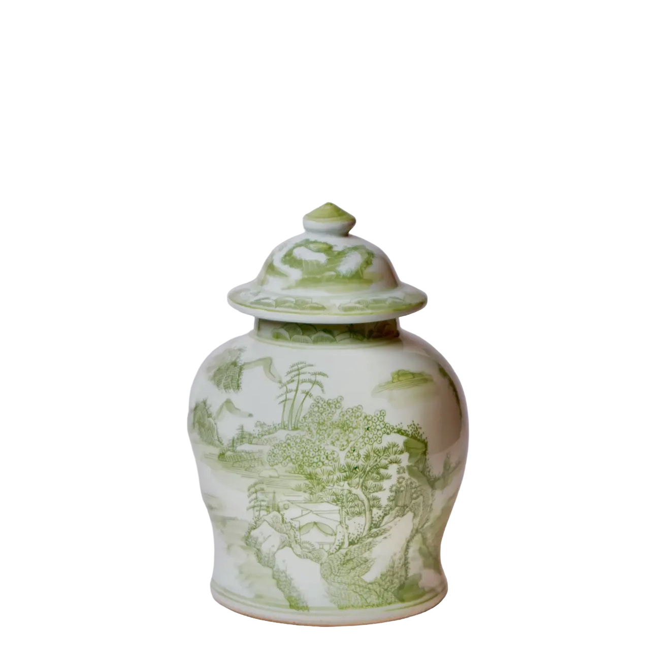 Medium Green & White Landscape Jar