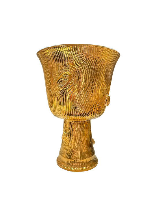 Faux Bois Urn in Gold Luster