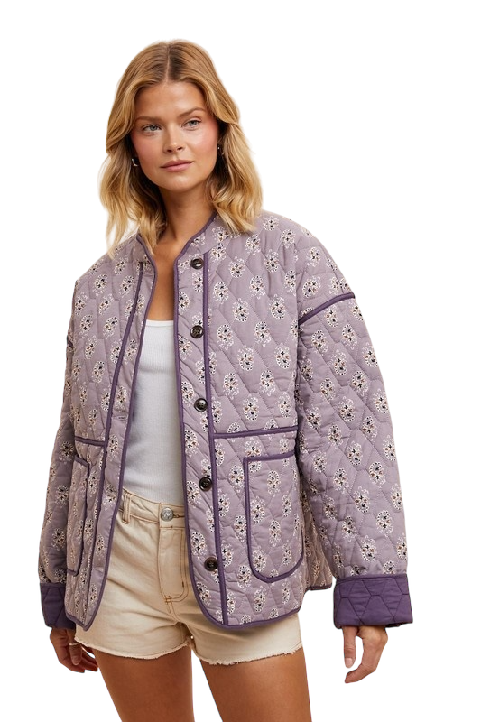 Lavender Floral Quilted Jacket