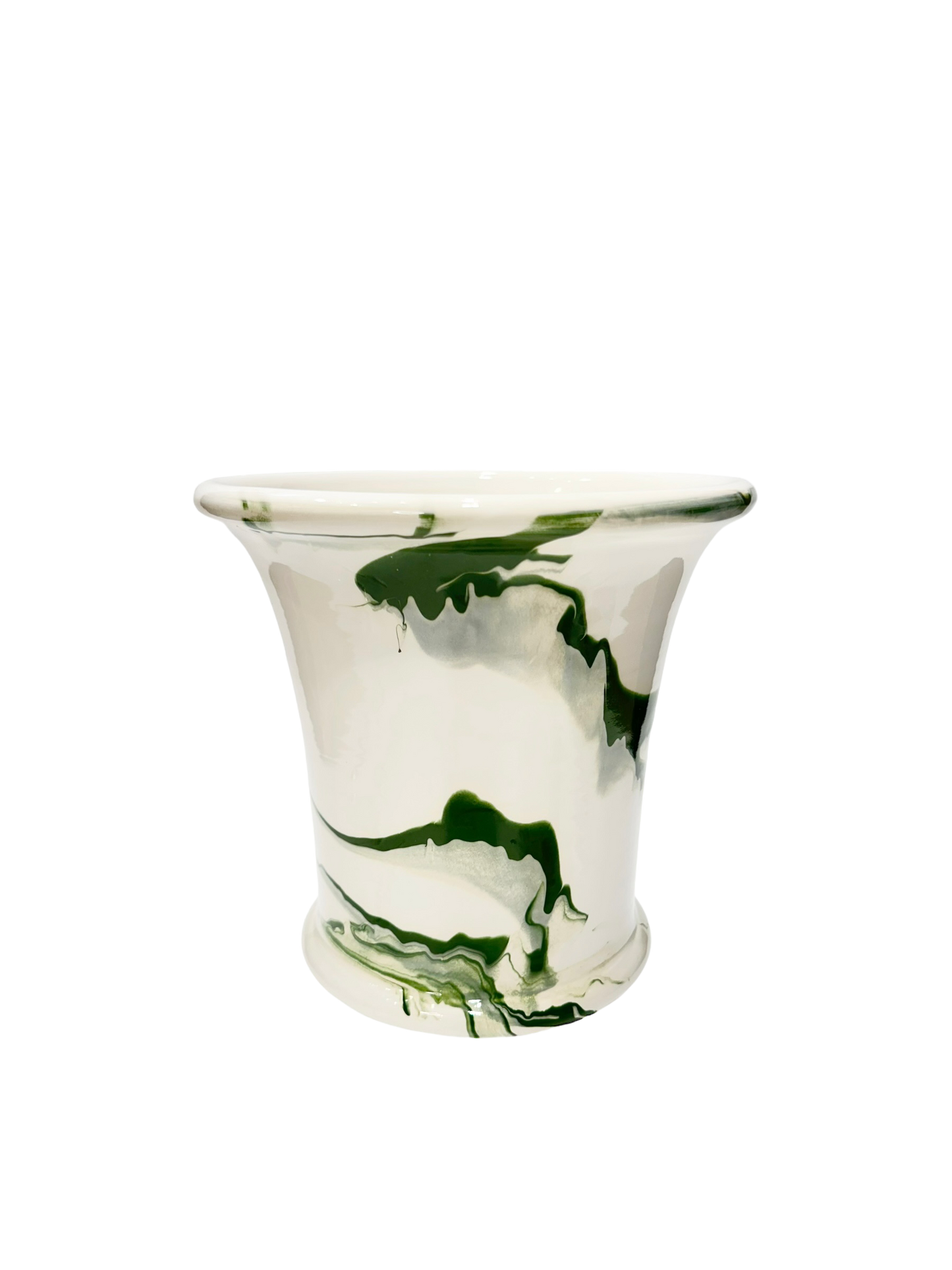 Large Marble Cache Pot in Dark Green Marble