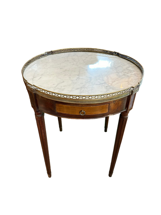 Antique Louis XVI Style Bouilloute Table Marble Top