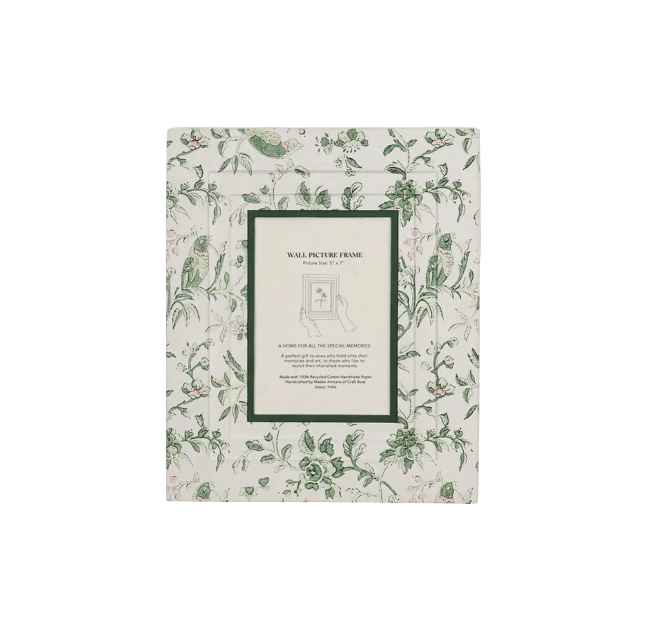 Block Printed Wall Photo Frame - Green