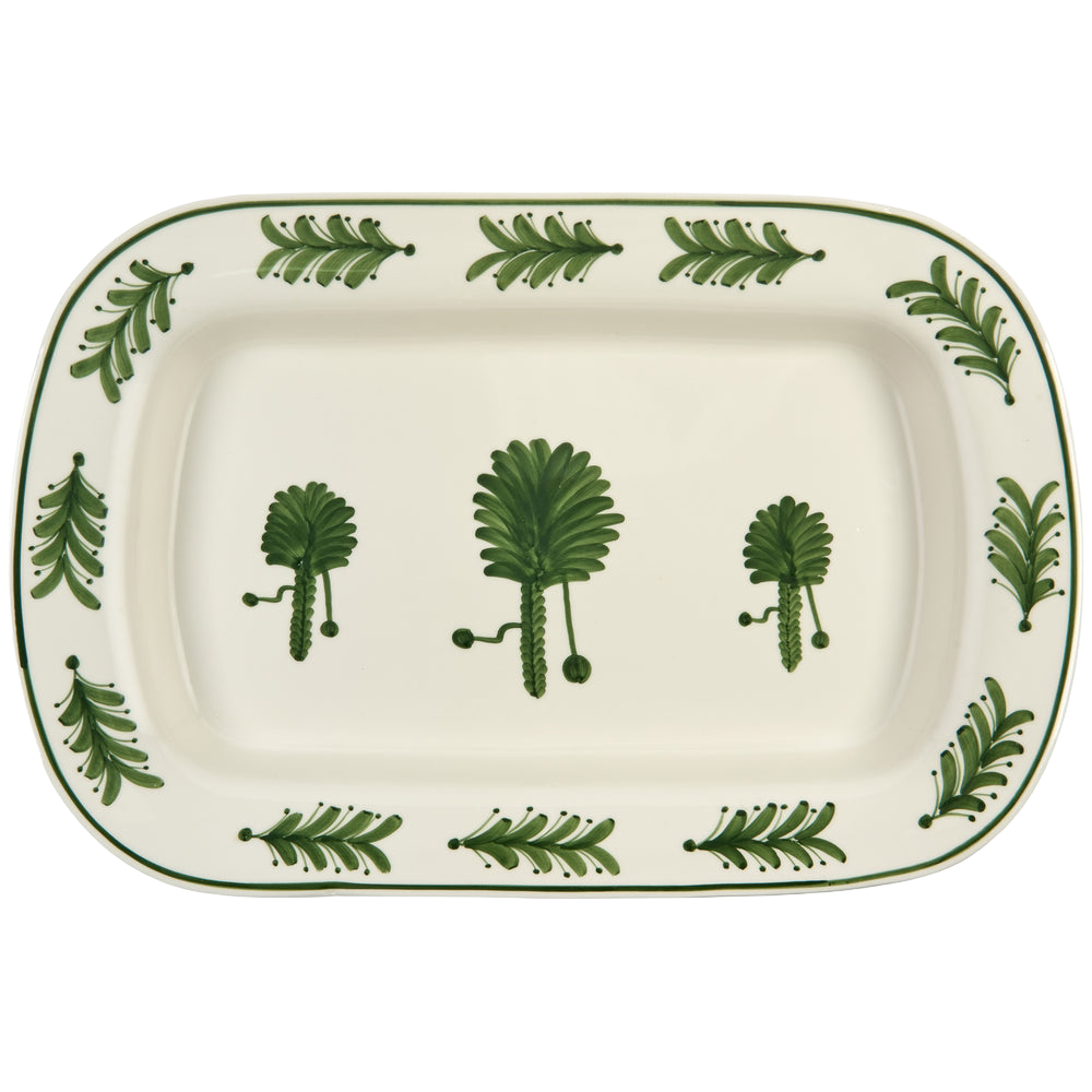 Green Large Palm Tree Ceramic Serving Platter