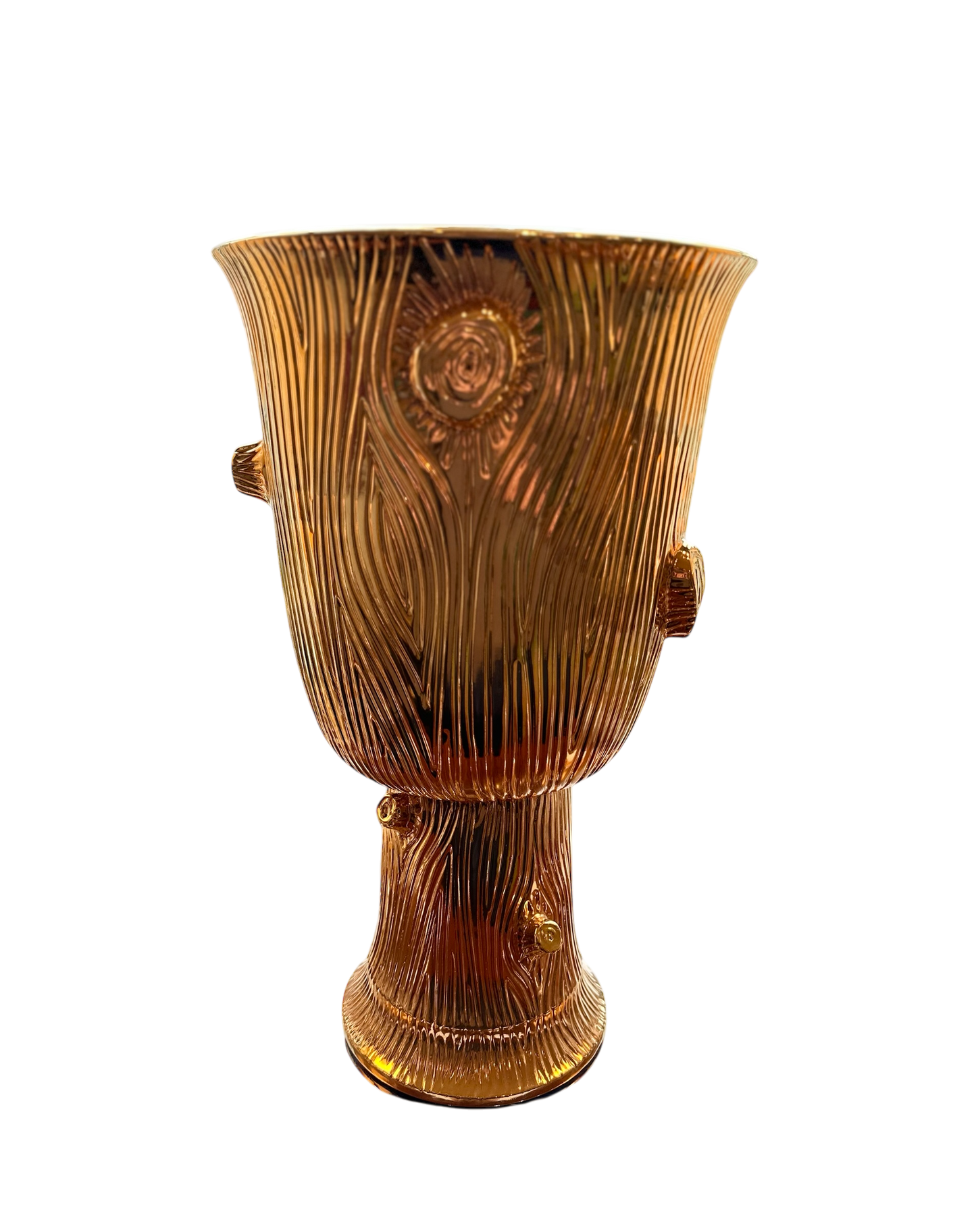 Faux Bois Urn in Gold Luster