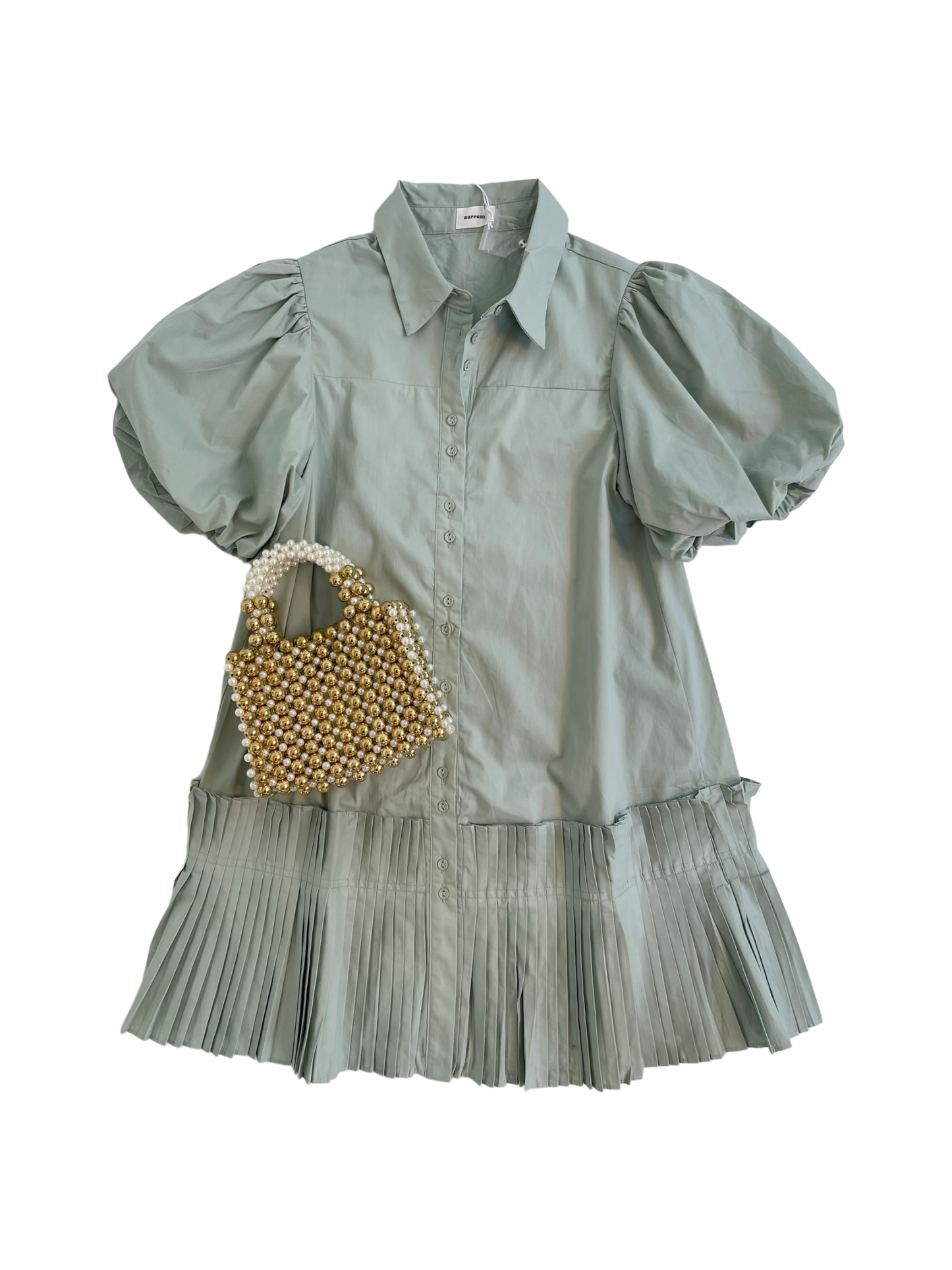 Pleated Hem Shirt Dress