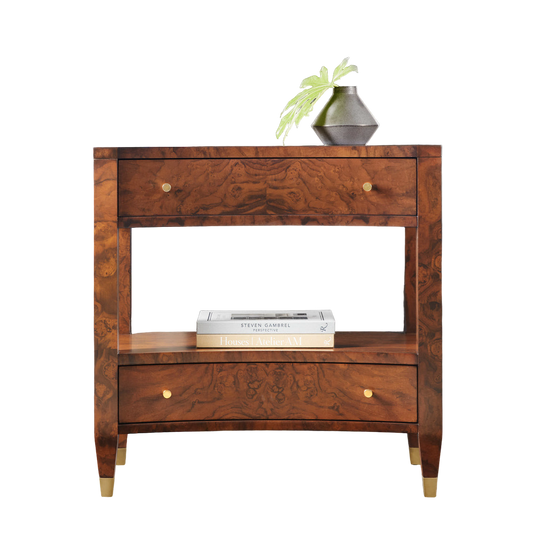 Concave Nightstand - Walnut Burl