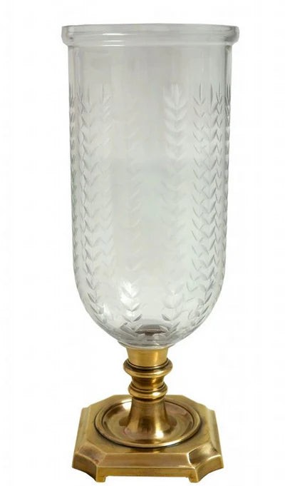 Laurel Leaf Etched Hurricane - Brass Base