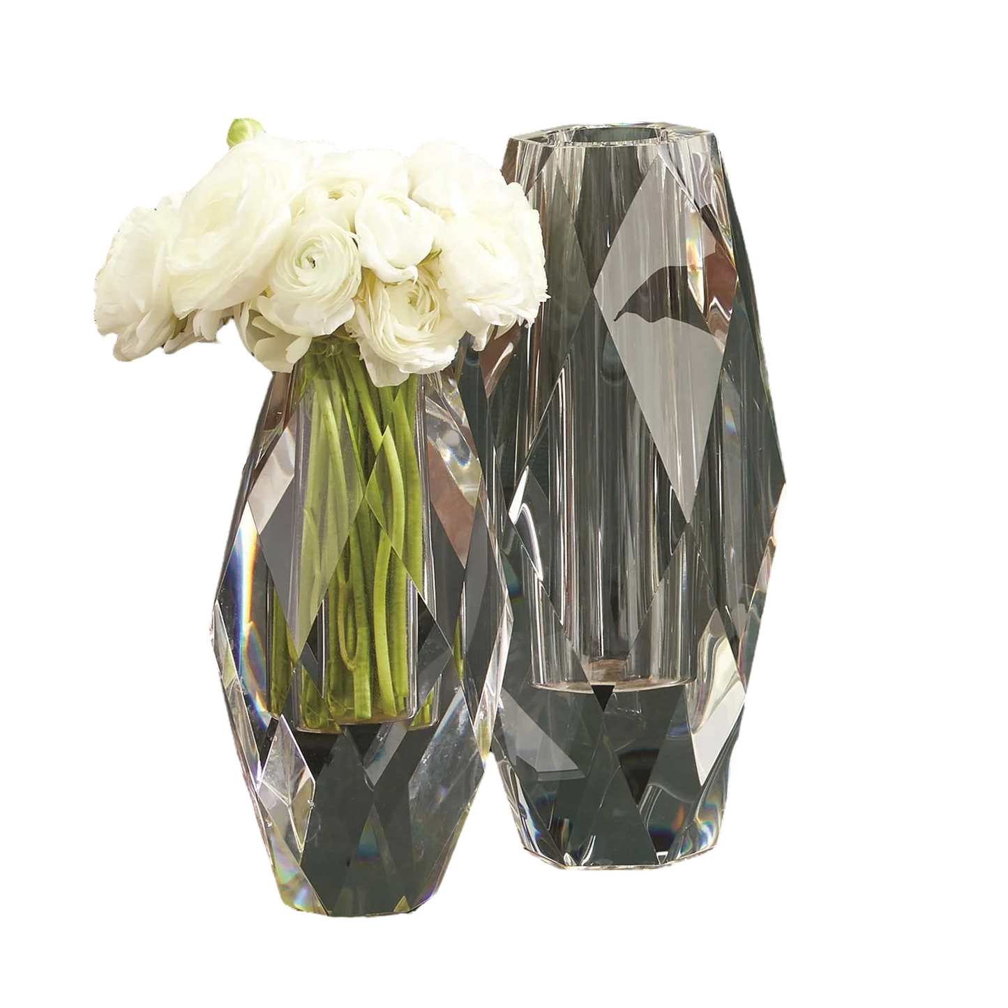 Grand Crystal Faceted Vases
