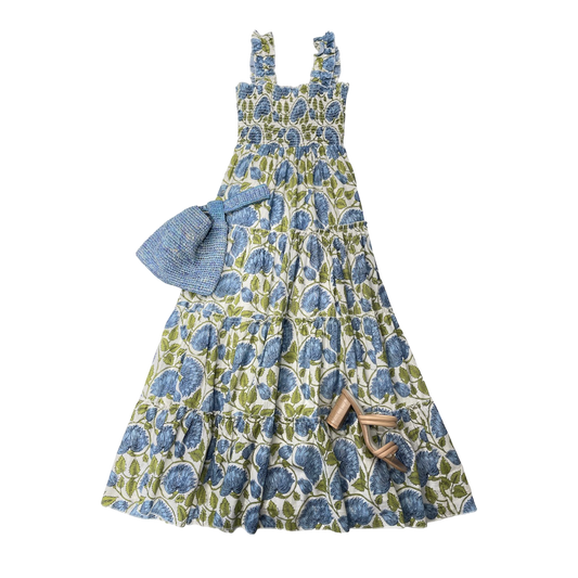 Royal St. Maxi in Green & Blue Floral Vine