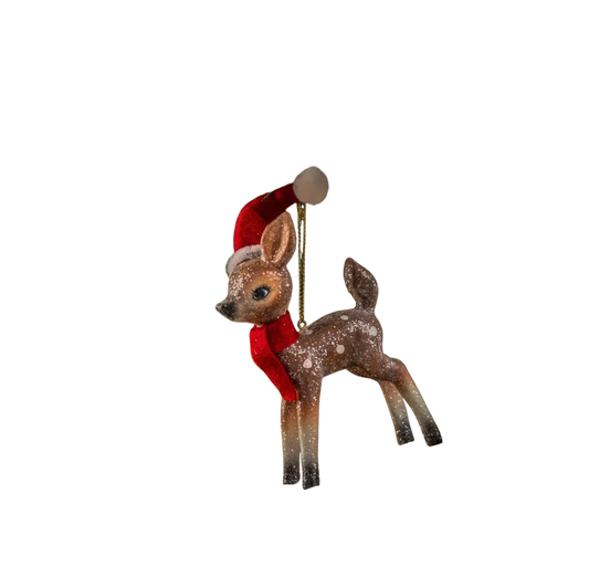 5.25" Standing Deer w/ Santa Hat