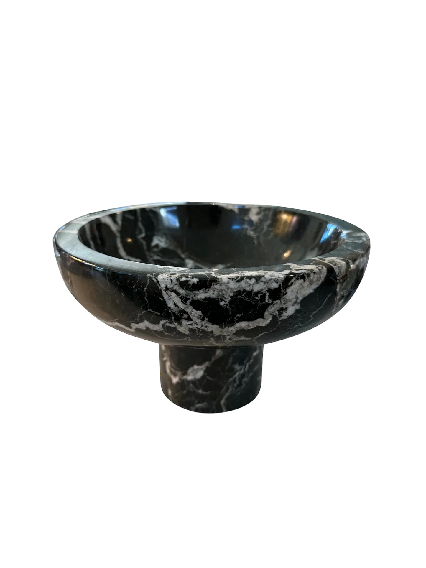 10” Black Marble Pedestal Bowl