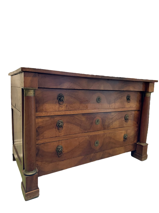 19th Century Empire Style Chest - Lion Head Pulls