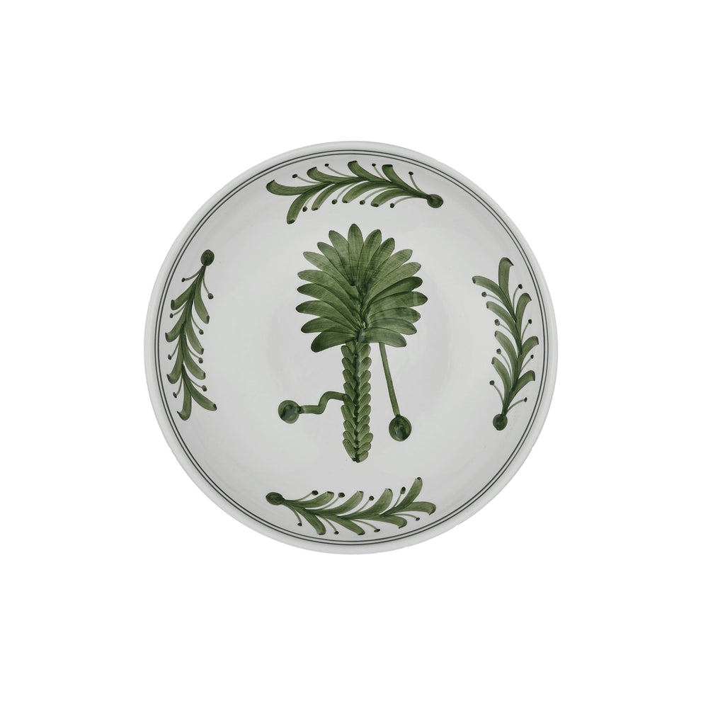 Green Palm Tree Ceramic Shallow Bowl