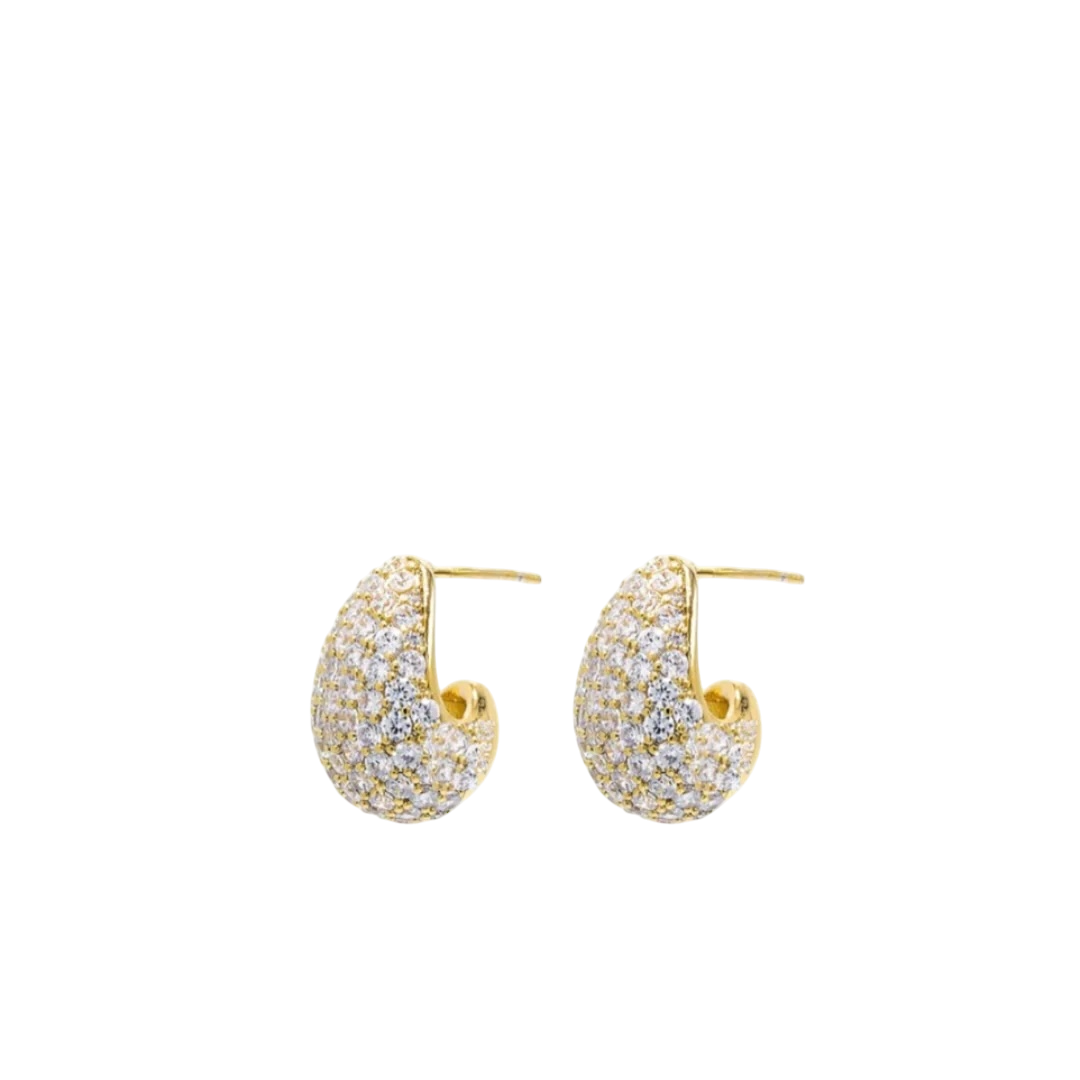 Pave Half Moon Earrings