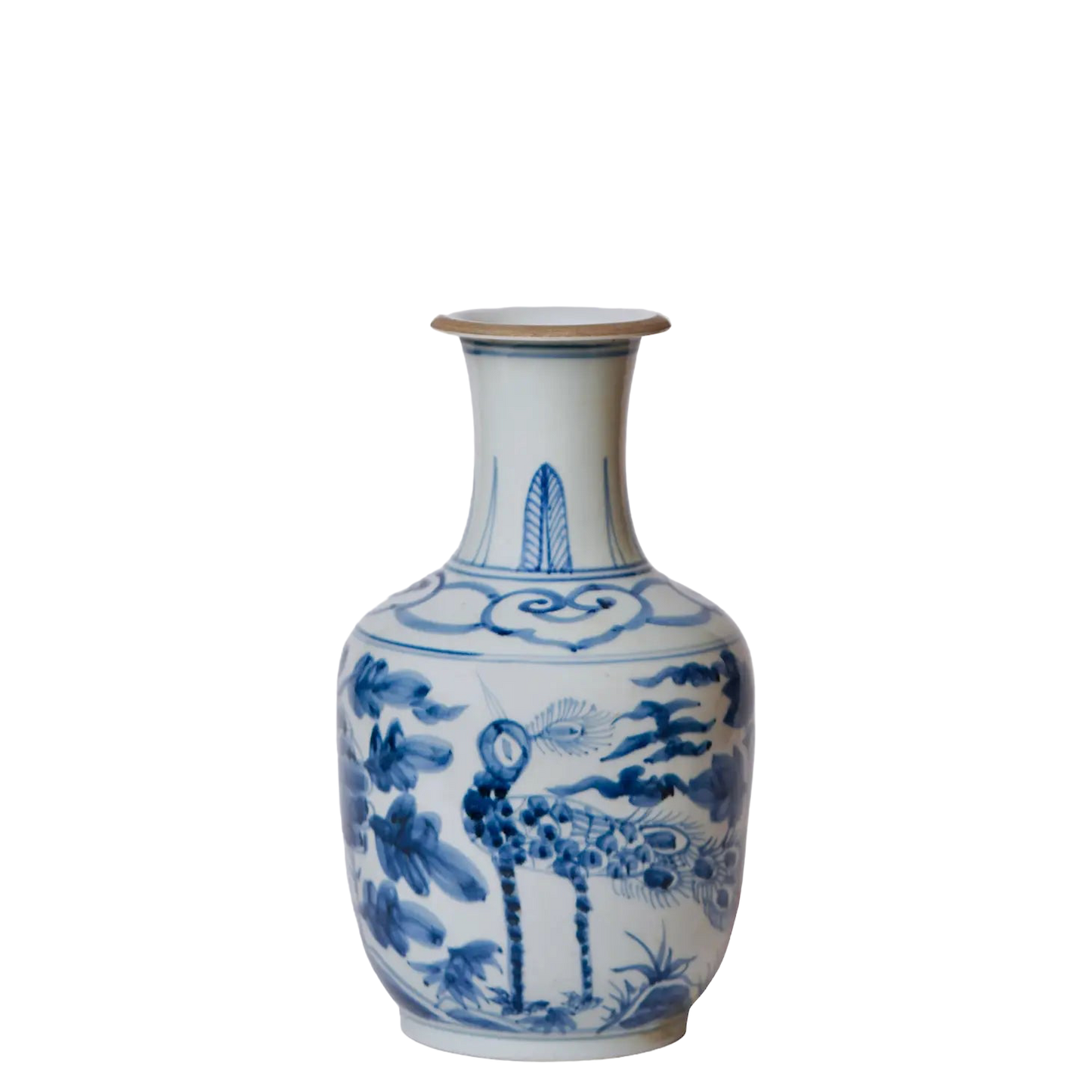 Peacock Blue and White Porcelain Mallet Vase