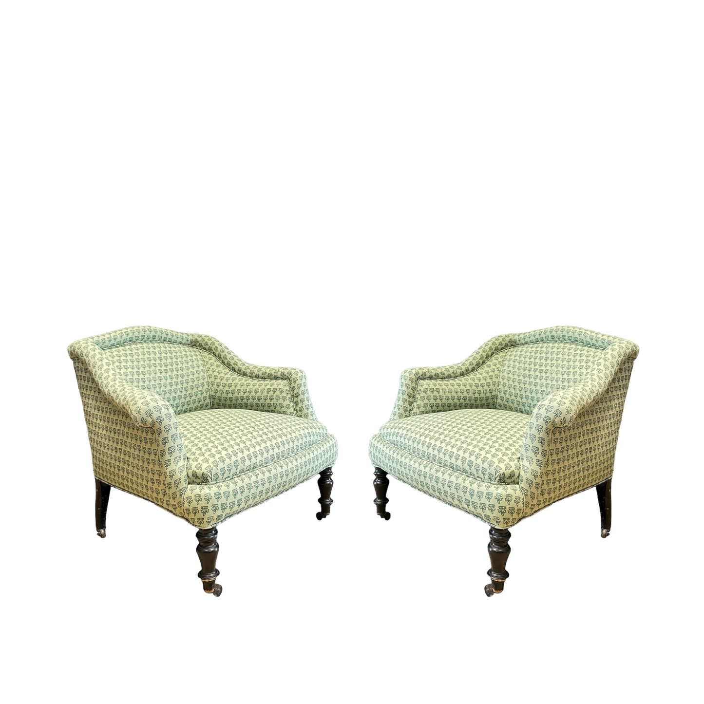 Pair of Napoleon III Armchairs on Casters