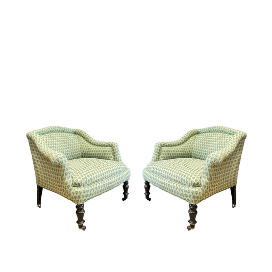 Pair of Napoleon III Armchairs on Casters