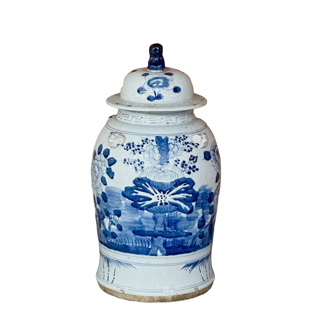 Extra Large Blue & White Four Seasons Temple Jar