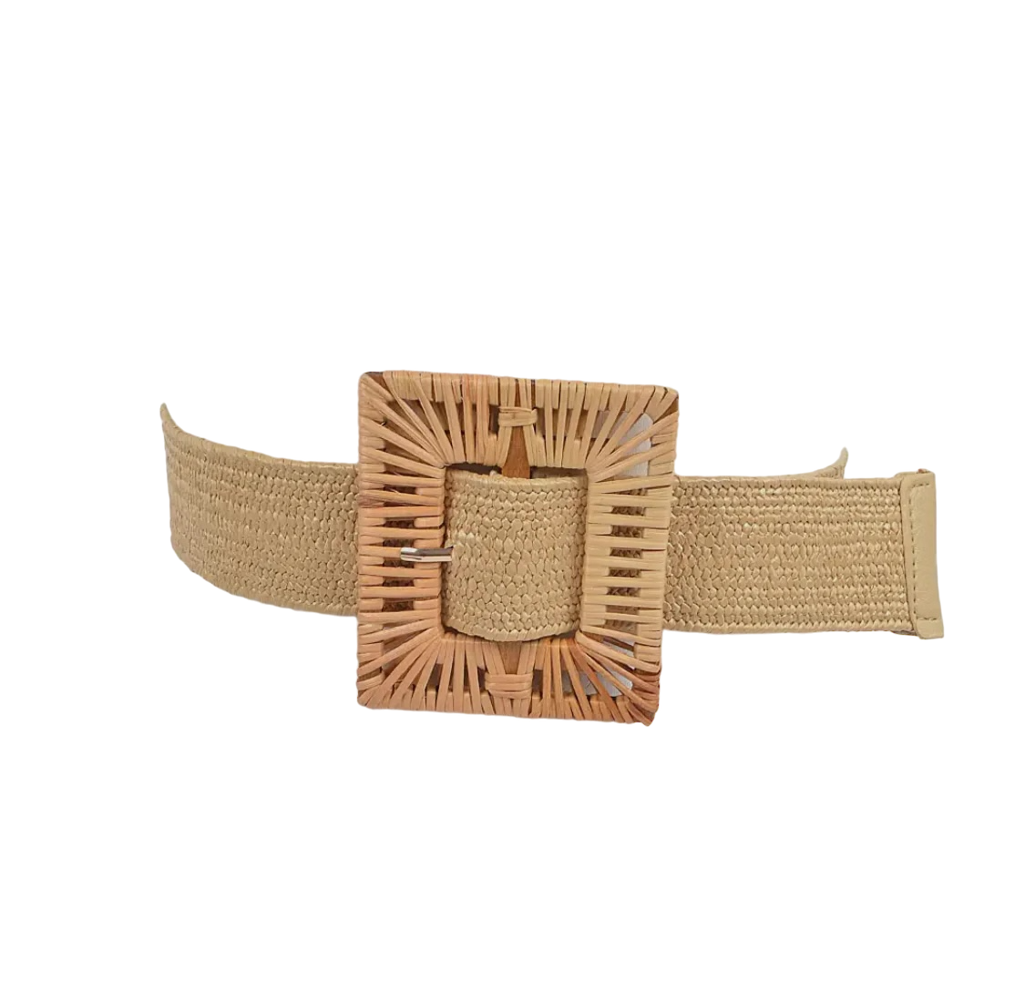 Bamboo Buckle Stretch Straw Belt