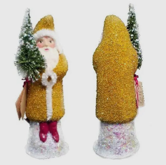 Schaller Paper Mache Santa Yellow Bead