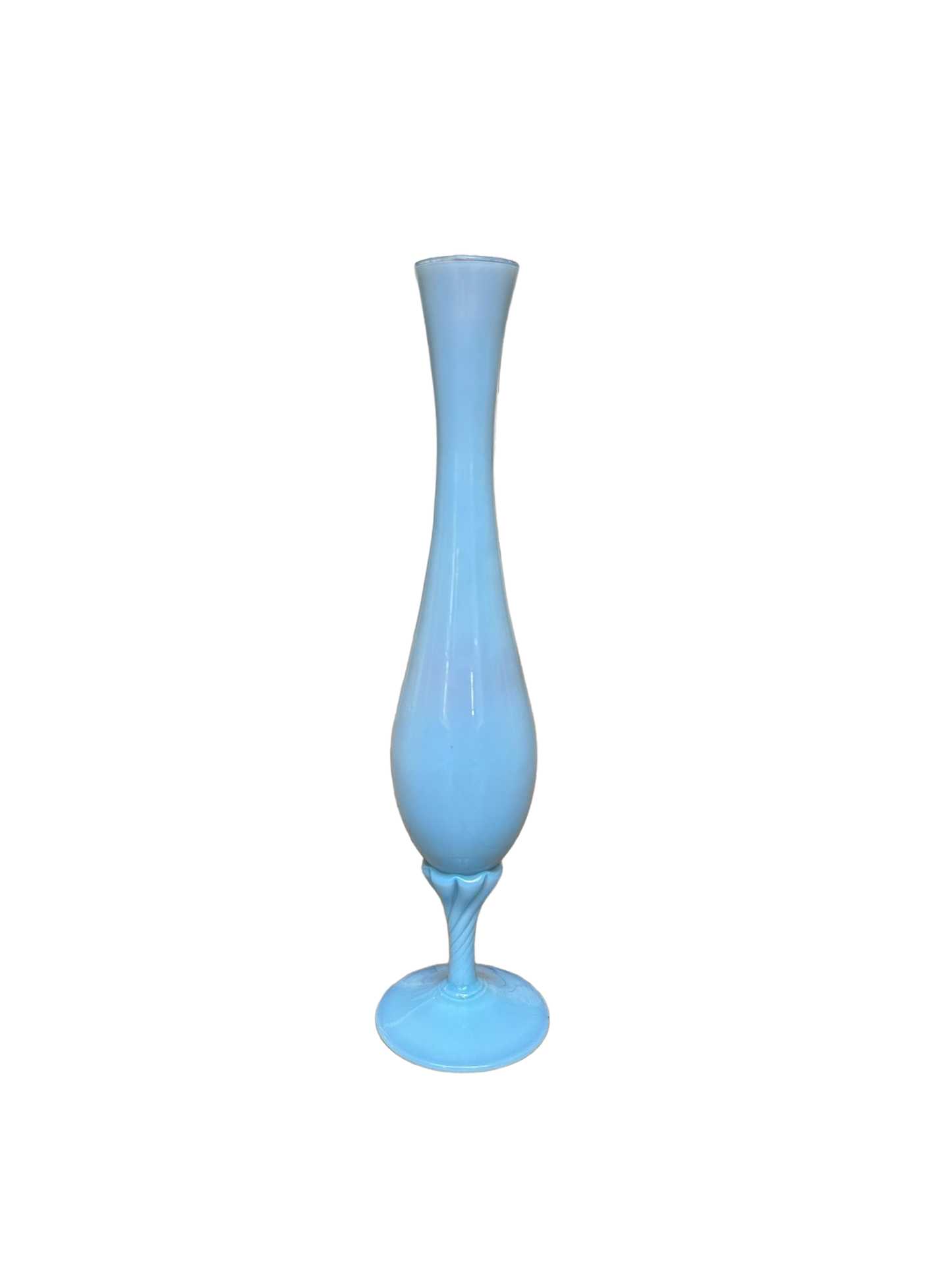 Blue Opaline Bud Vase - Swirl Base