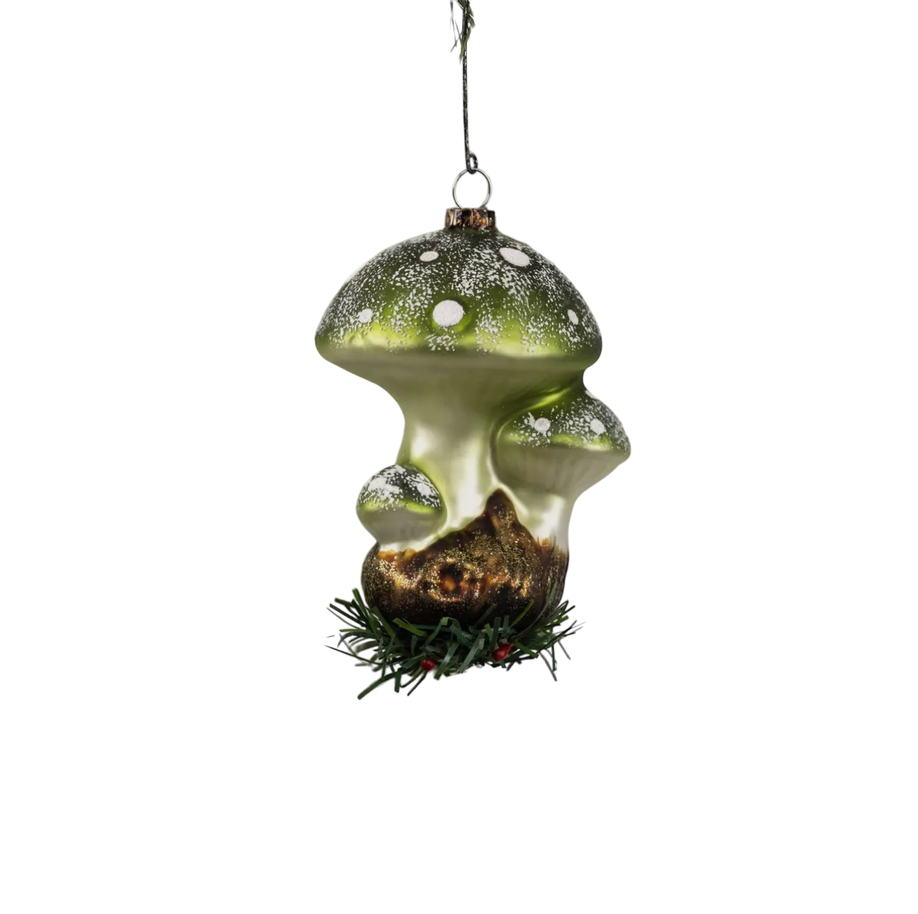 5" Green Spotted Mushroom Ornament