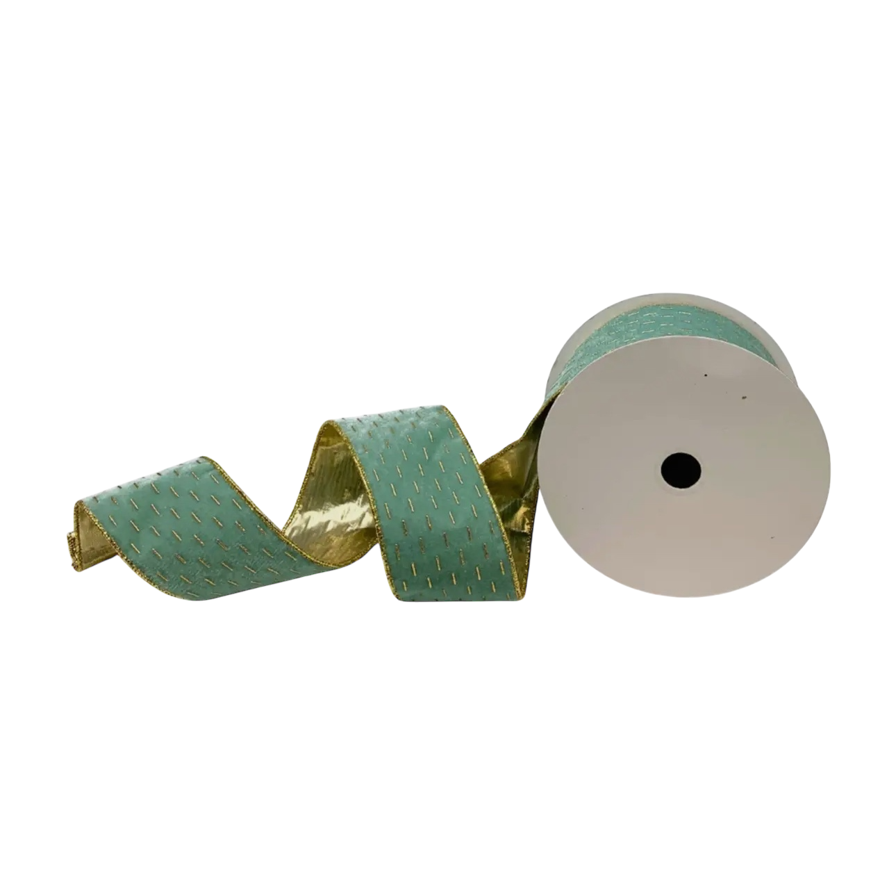 Aqua Velvet Gold Stripe Ribbon 2.5"