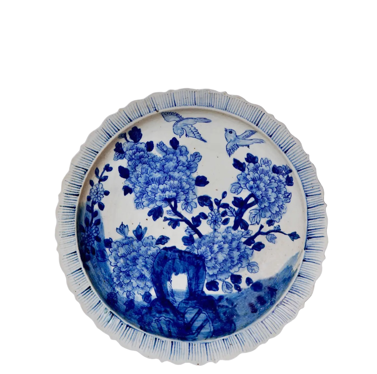 Blue & White Bird and Flower Platter