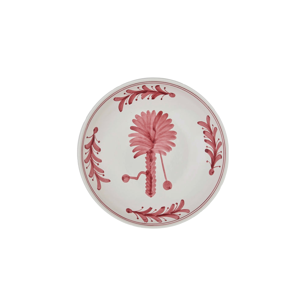 Pink Palm Tree Ceramic Shallow Bowl