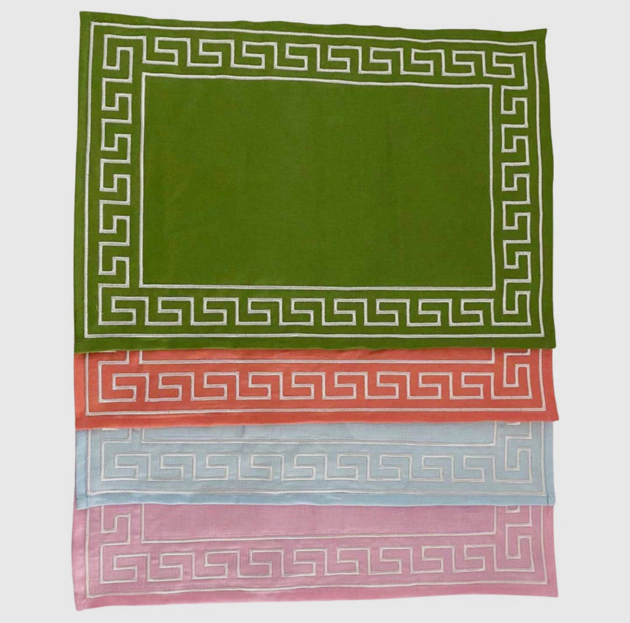 Greek Key Embroidered Placemats