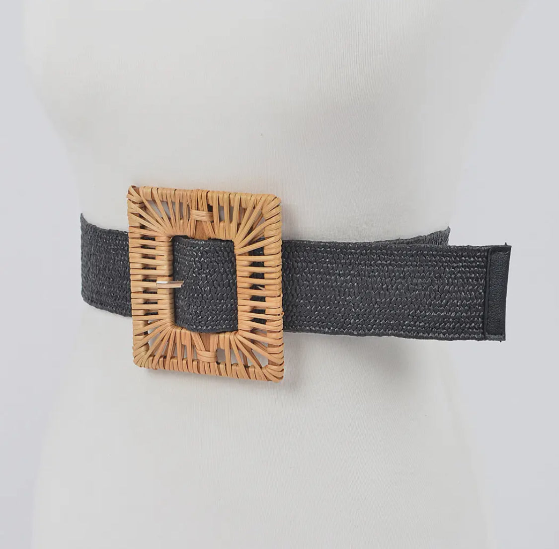 Bamboo Buckle Stretch Straw Belt