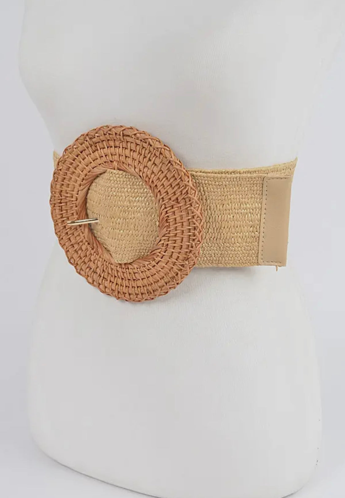 Oversized Bamboo Buckle Waist Elastic Belt