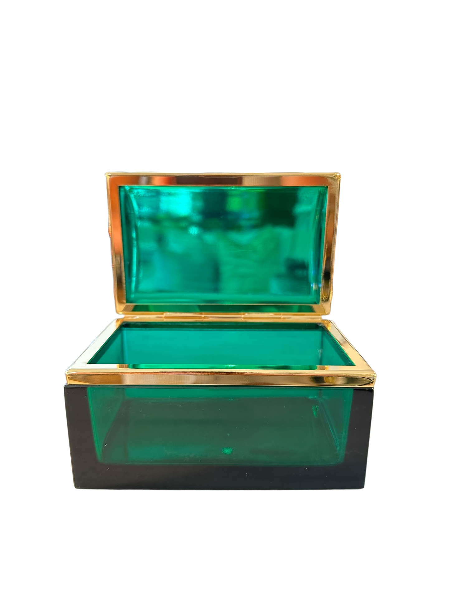 Antique Opaline Glass Box - Green