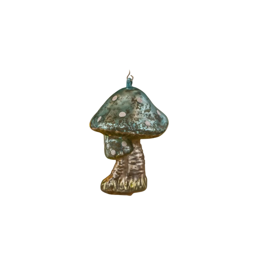 Blue Capped Double Mushroom Ornament