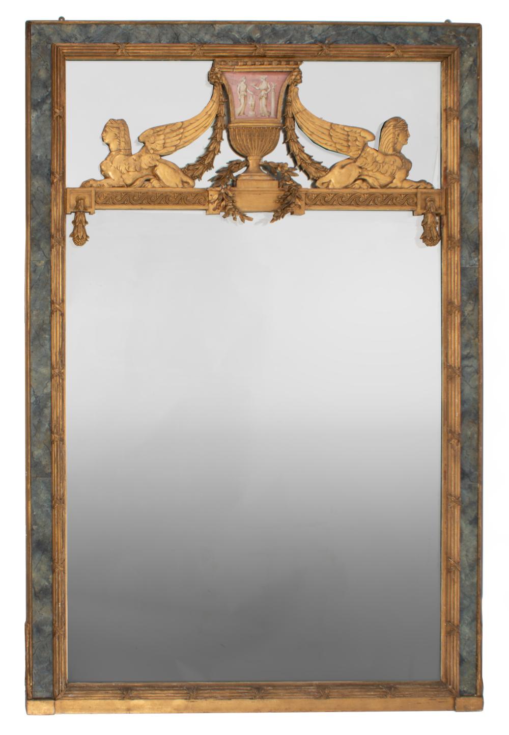 Carved Giltwood And Faux Marbre Mirror