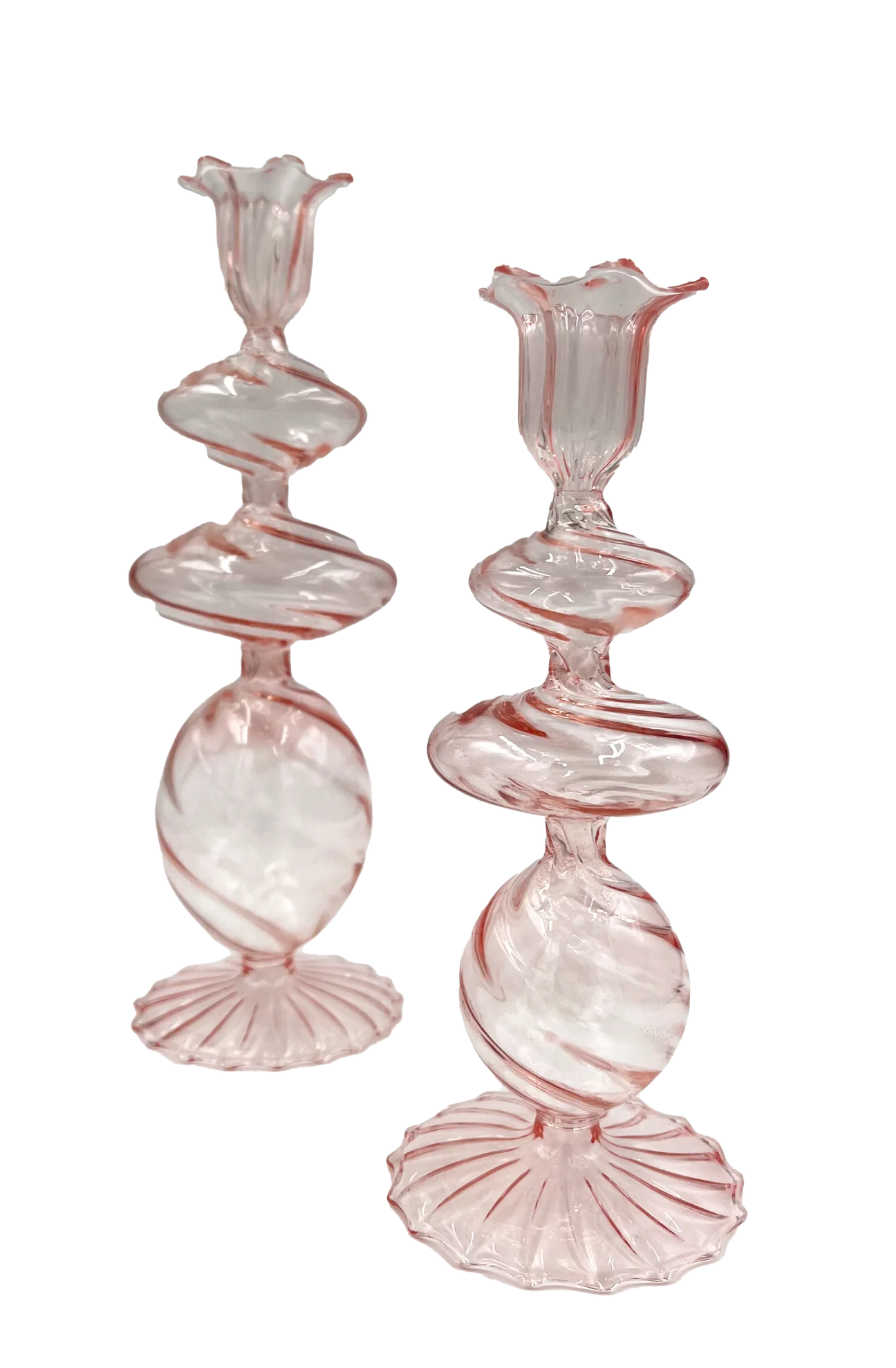 Swirl Glass Candlesticks