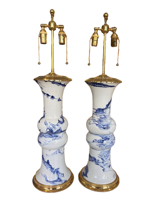 Large Sophie Lamp in Delft Blue Marble
