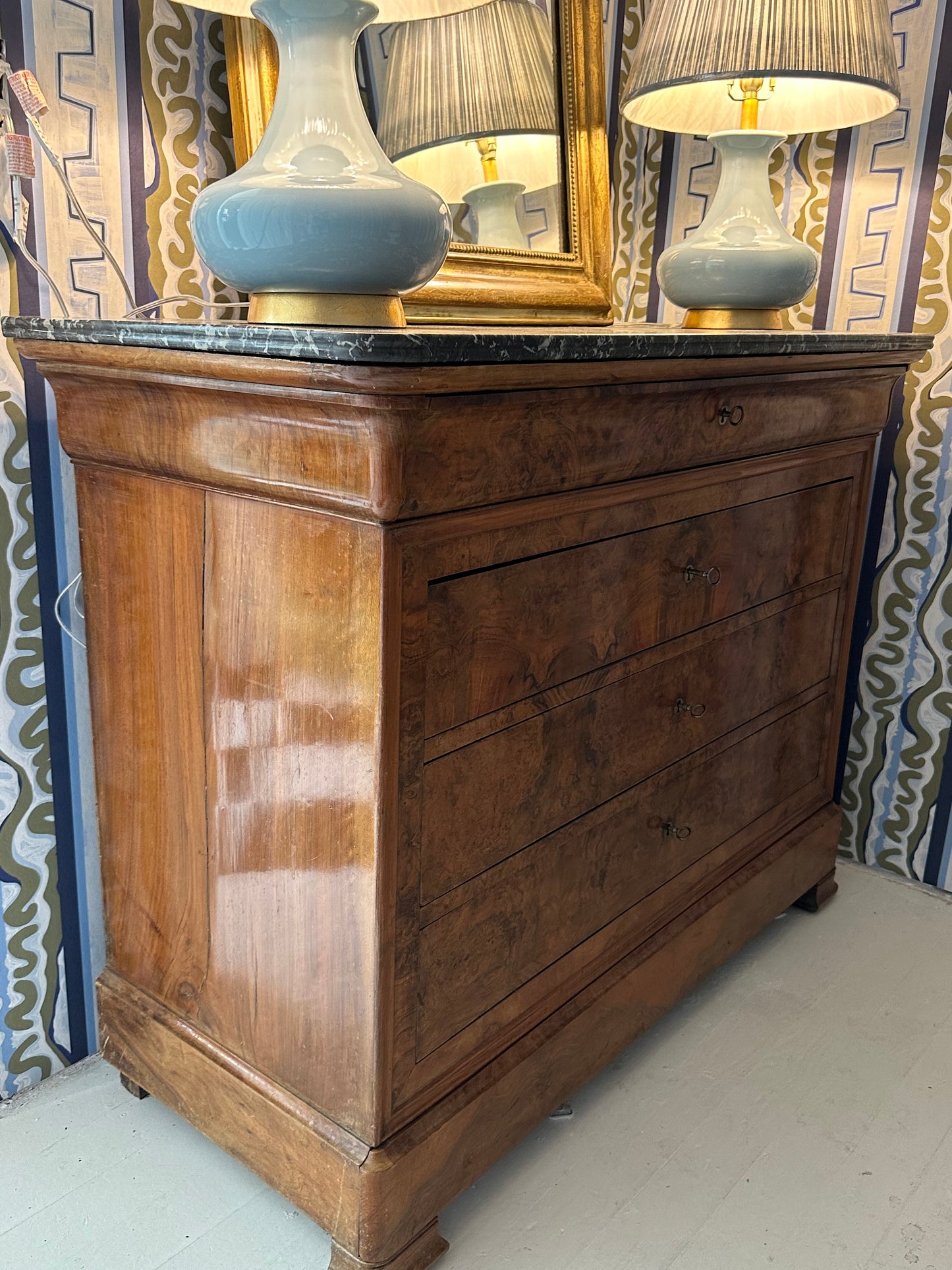 19th Century Louis Philippe Style Chest - Book Matched Burl II